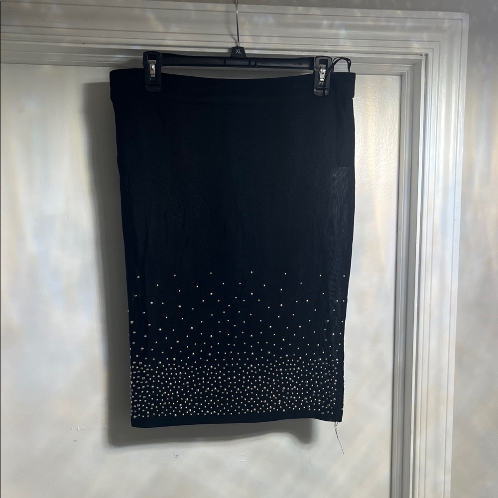 Fashion Nova Black Pencil Skirt with Silver Details